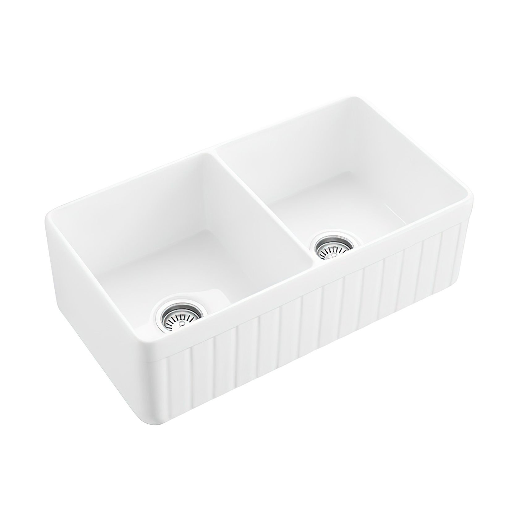 Hartley Double Farmhouse Fireclay Sink | Gloss White gallery detail image