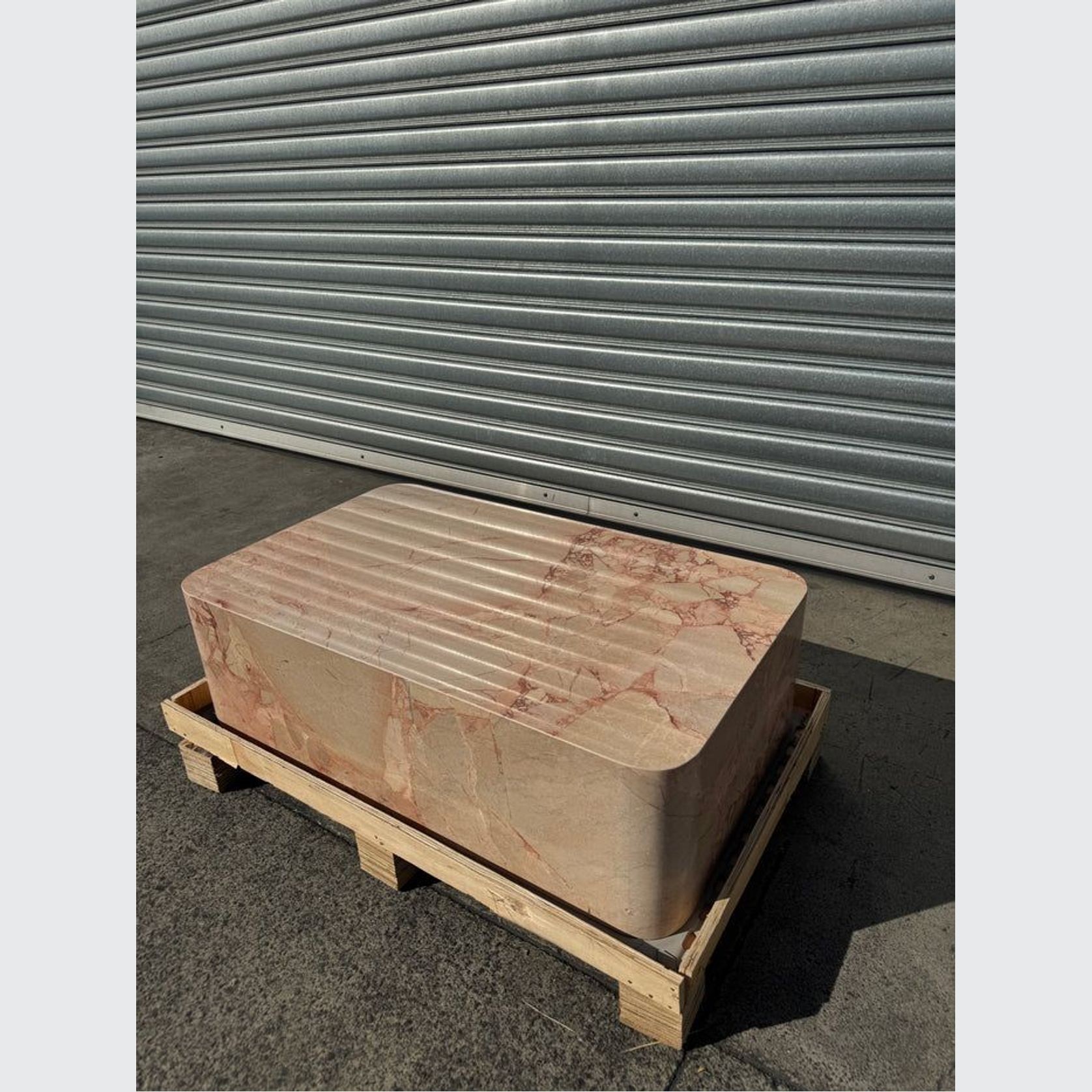 Crescent Corner Coffee Table - Pearl Pink Blush Marble | Natural Stone Co. gallery detail image