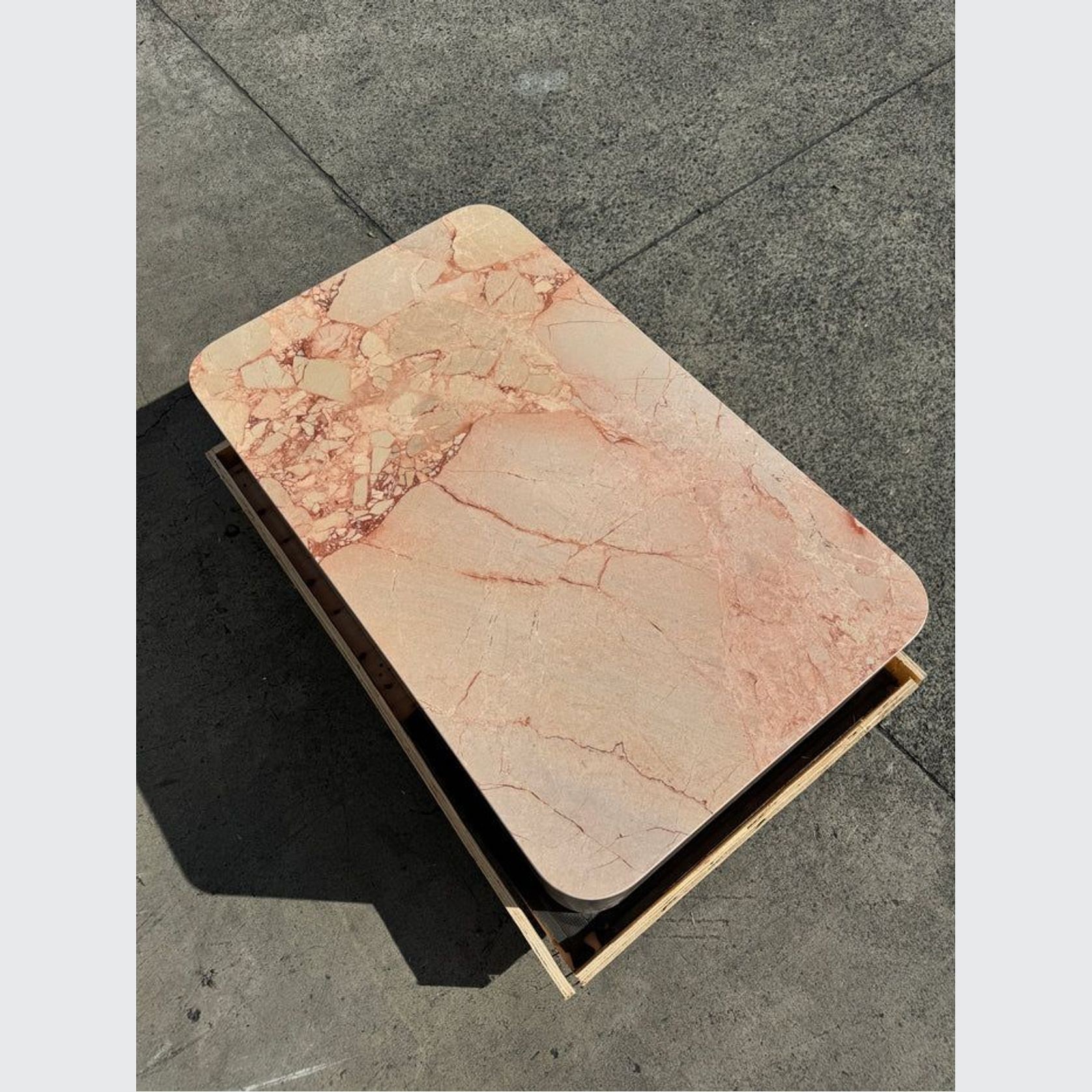 Crescent Corner Coffee Table - Pearl Pink Blush Marble | Natural Stone Co. gallery detail image