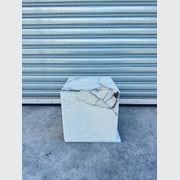 Cube Side Table - White Latte Marble | Natural Stone Co gallery detail image