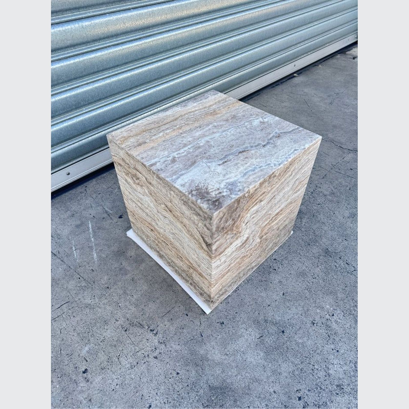 Cube Side Table - Silver Travertine | Natural Stone Co. gallery detail image