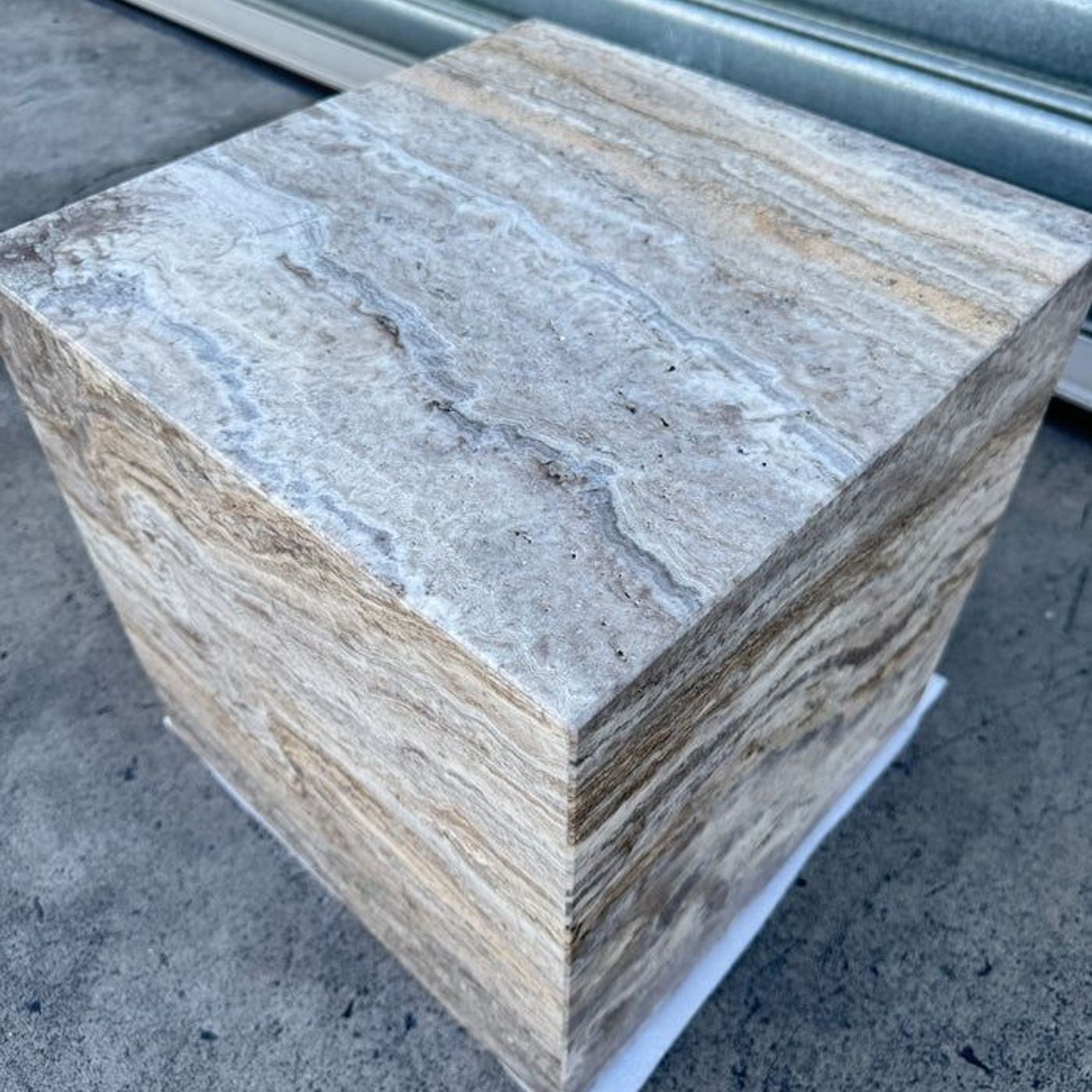 Cube Side Table - Silver Travertine | Natural Stone Co. gallery detail image