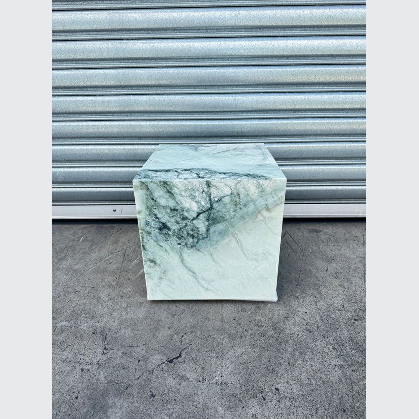 Cube Side Table - Twill Green Marble | Natural Stone Co. gallery detail image