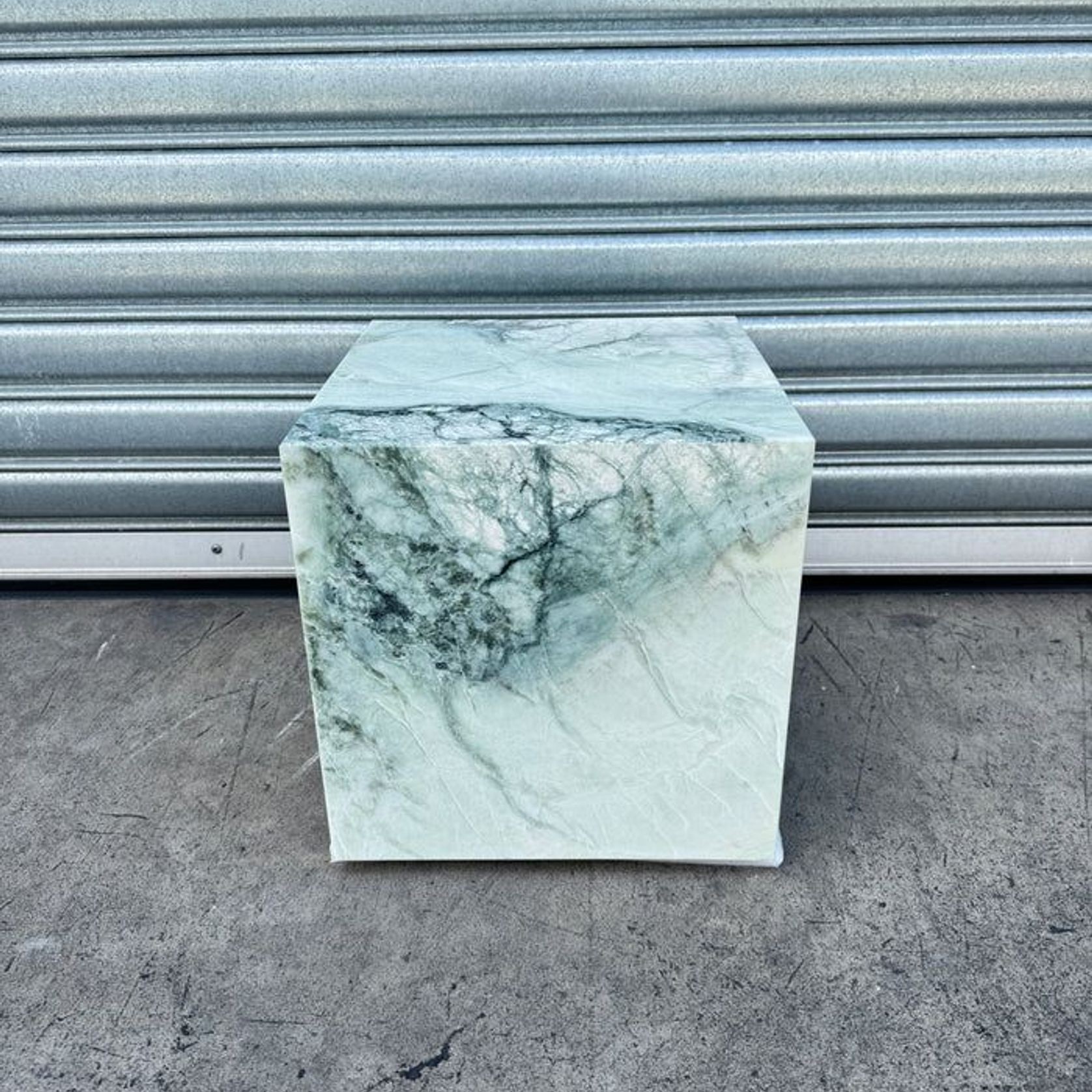 Cube Side Table - Twill Green Marble | Natural Stone Co. gallery detail image
