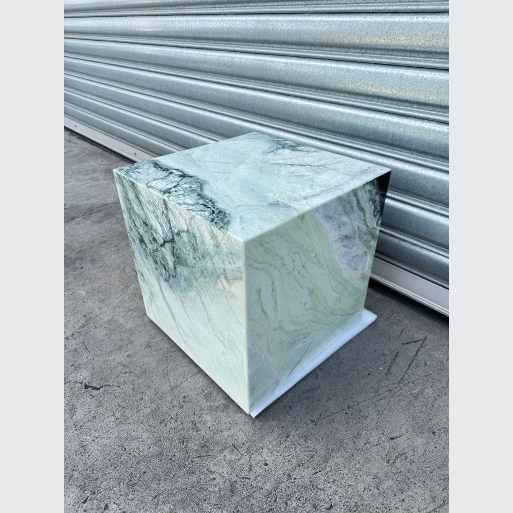 Cube Side Table - Twill Green Marble | Natural Stone Co. gallery detail image