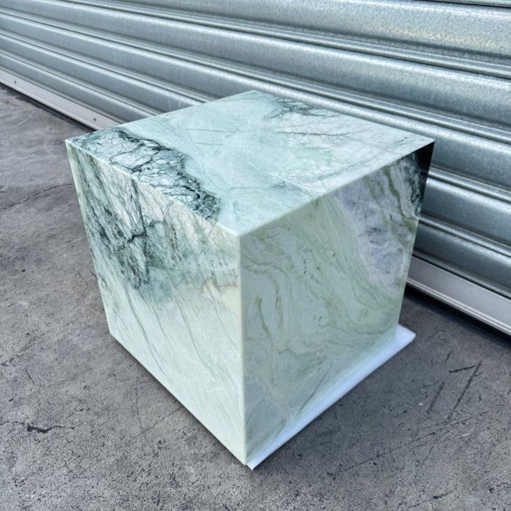 Cube Side Table - Twill Green Marble | Natural Stone Co. gallery detail image