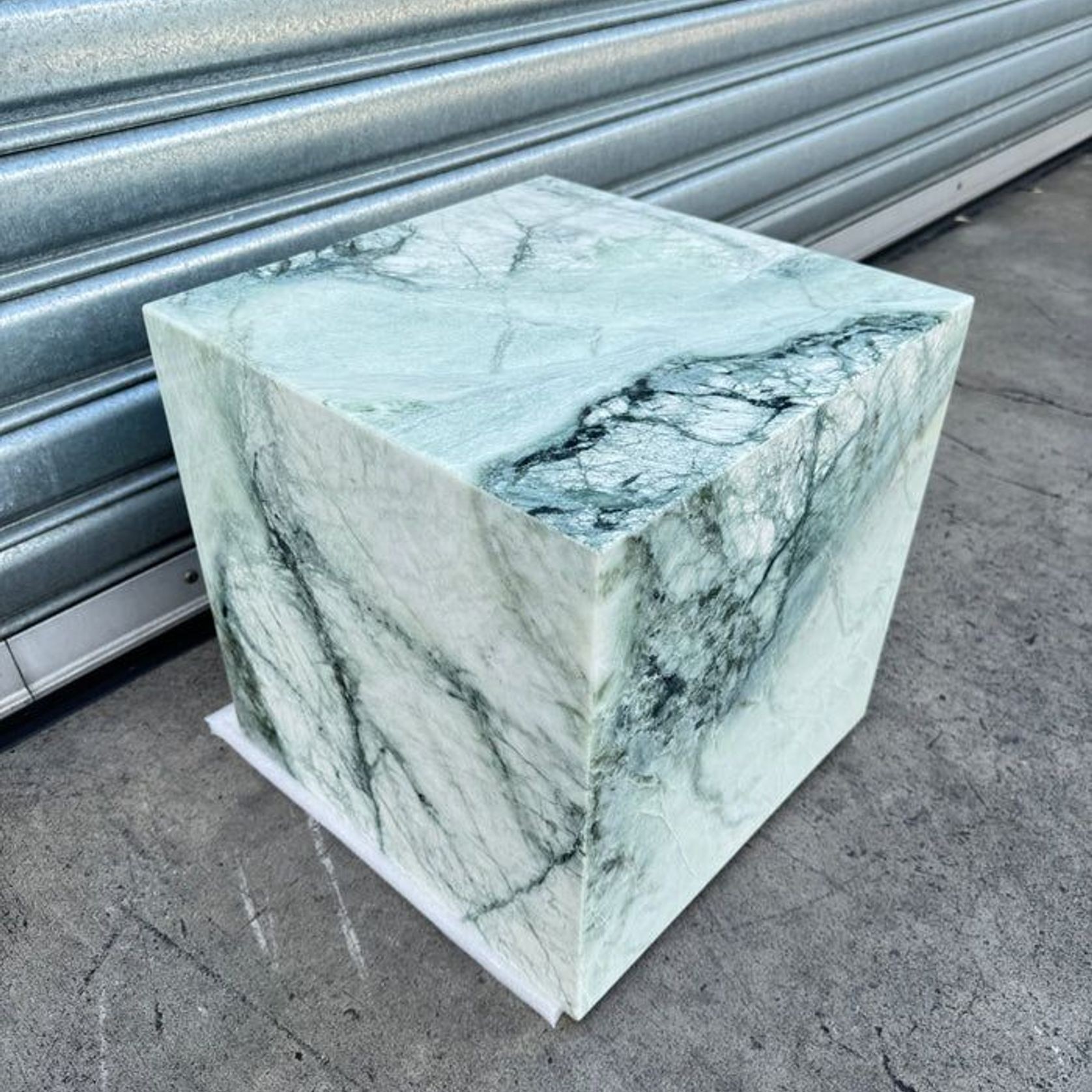 Cube Side Table - Twill Green Marble | Natural Stone Co. gallery detail image