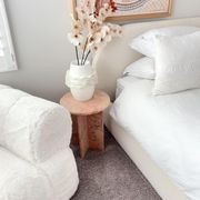 Round Cross Side Table - Pearl Pink Blush Marble | Natural Stone Co. gallery detail image