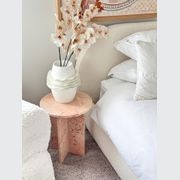 Round Cross Side Table - Pearl Pink Blush Marble | Natural Stone Co. gallery detail image