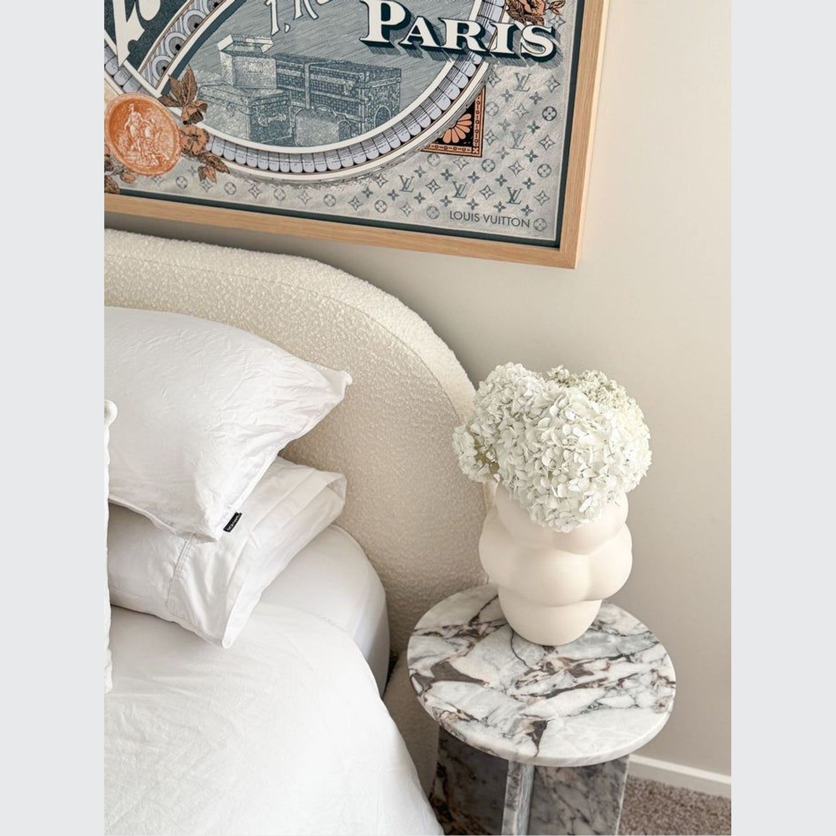 Round Cross Side Table - Milky Blue Marble | Natural Stone Co. gallery detail image