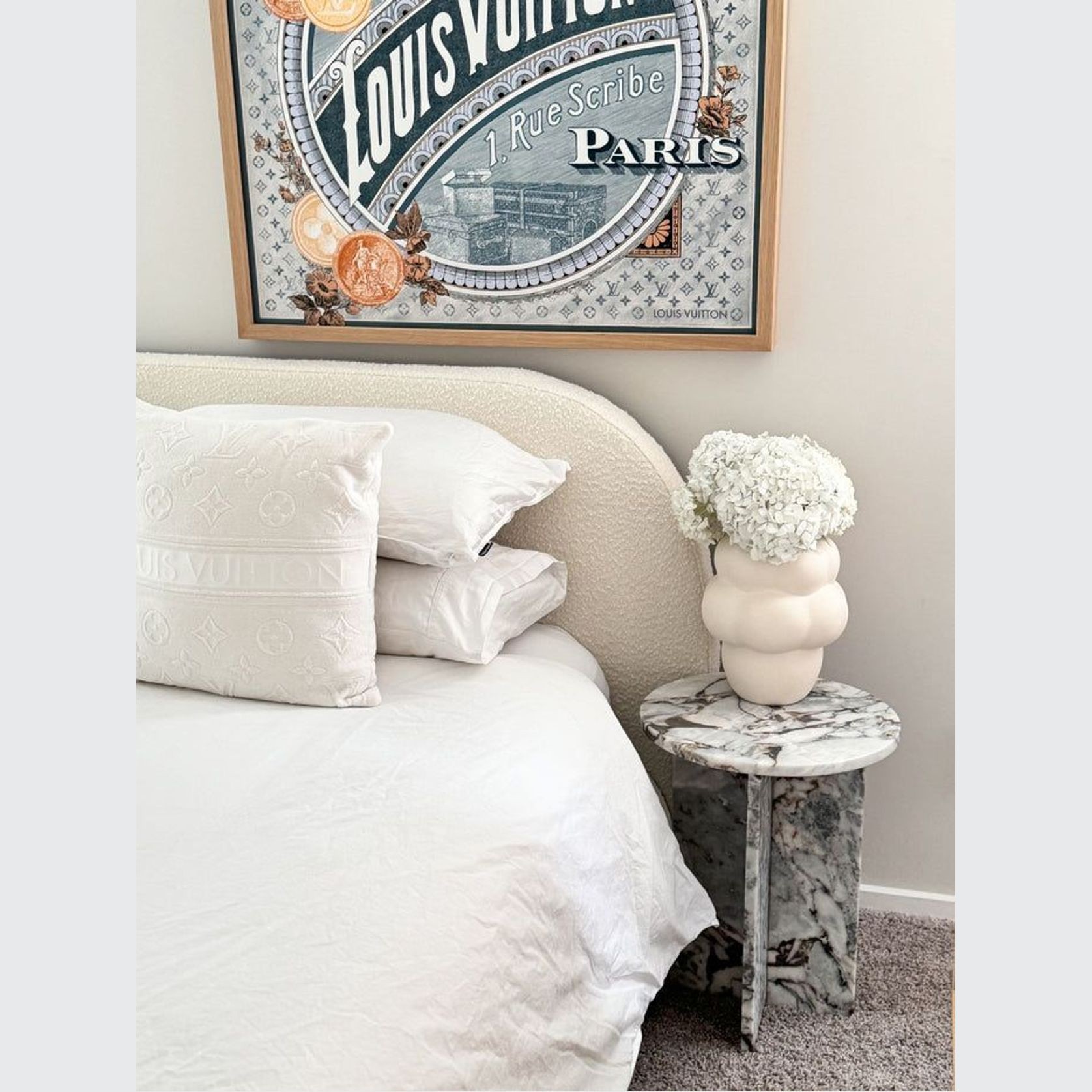 Round Cross Side Table - Milky Blue Marble | Natural Stone Co. gallery detail image