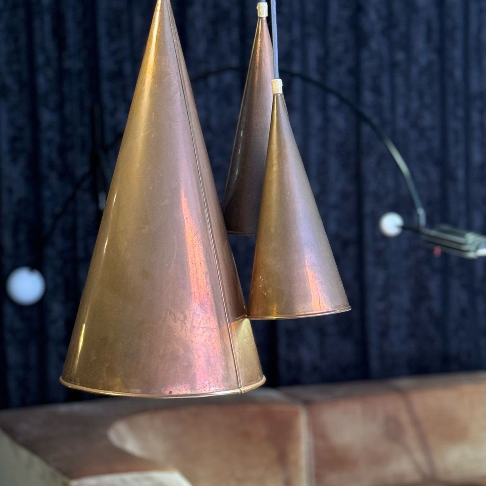 Trio of Copper Pendant Lights gallery detail image