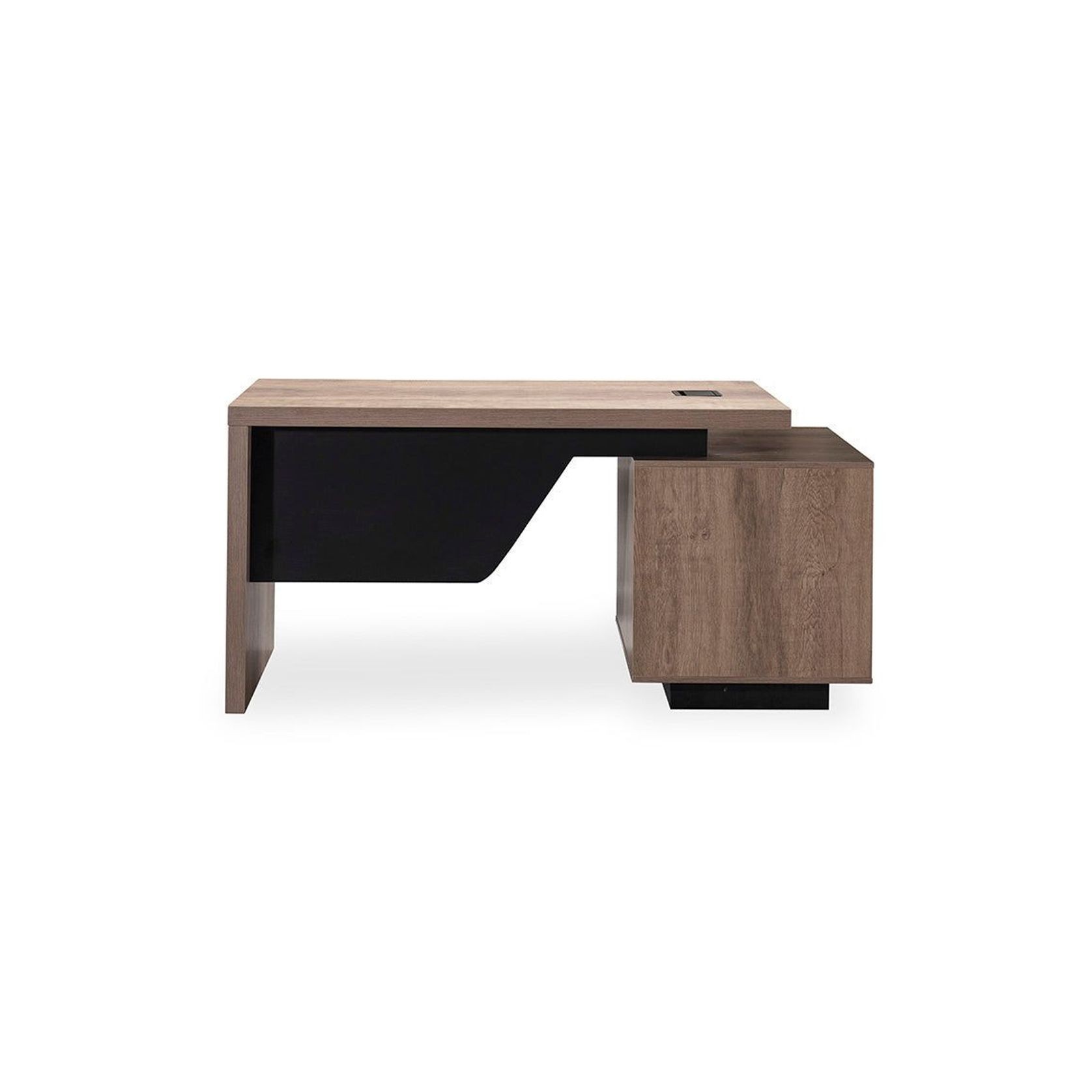 KELLEN Executive Desk with Left Return 1.6-1.8M - Warm Oak & Black gallery detail image