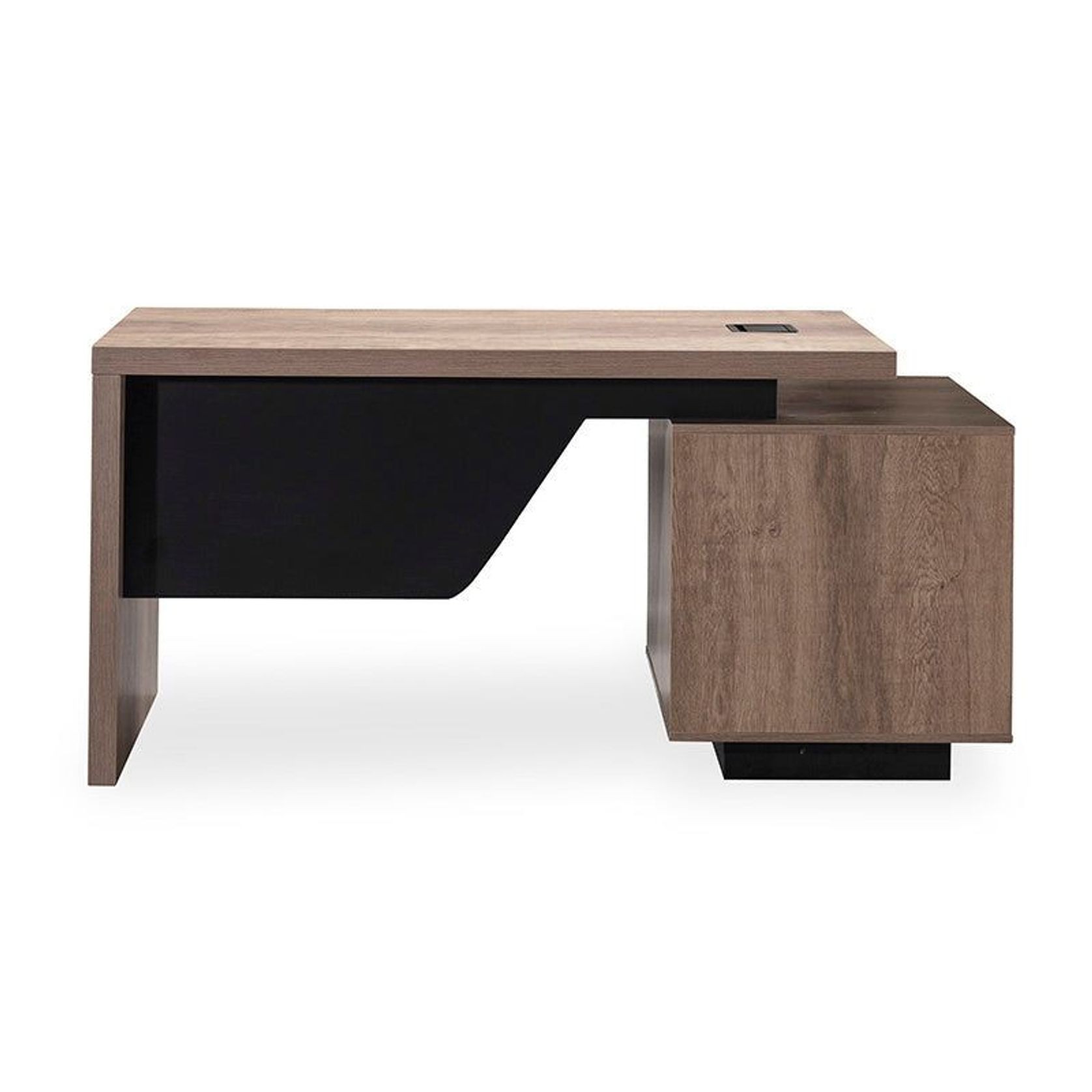 KELLEN Executive Desk with Left Return 1.6-1.8M - Warm Oak & Black gallery detail image