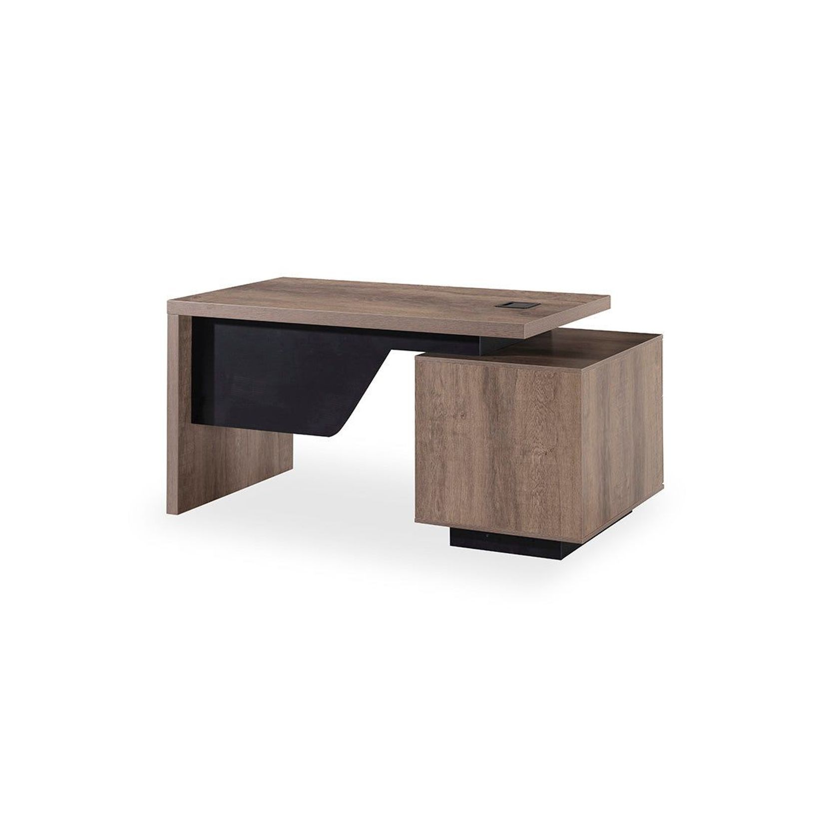 KELLEN Executive Desk with Left Return 1.6-1.8M - Warm Oak & Black gallery detail image