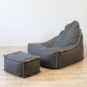 Linen Bean Bag and Ottoman - Charcoal gallery detail image