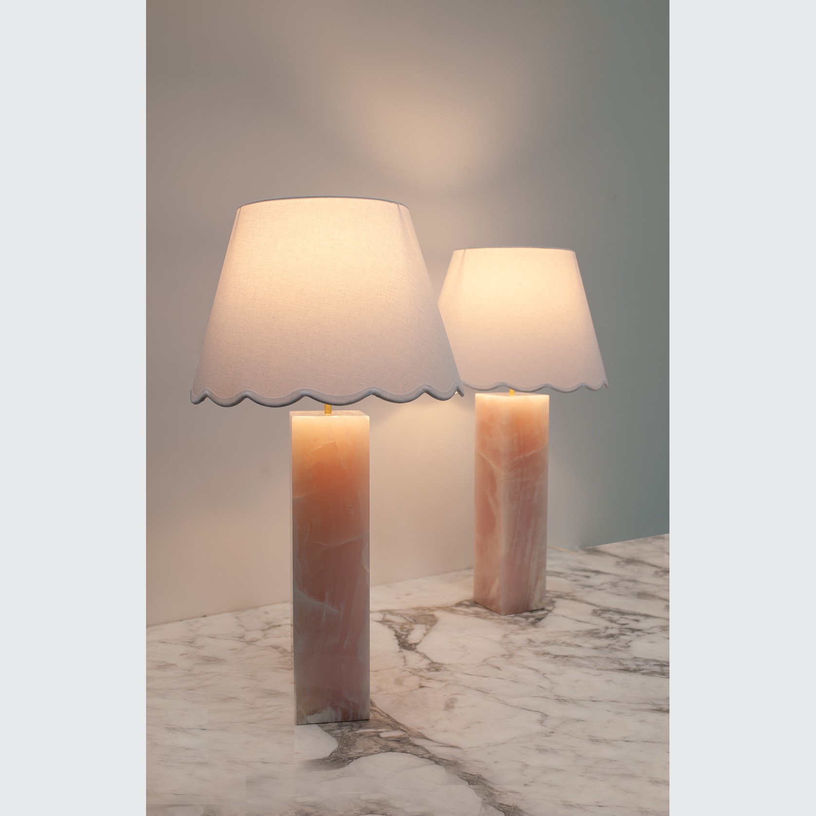 Rose Onyx Table Lamp with Scalloped Shade gallery detail image
