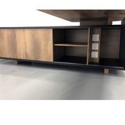 EASTON Executive Desk with Left Return 2.2-2.4m - Warm Oak & Black gallery detail image