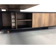 EASTON Executive Desk with Right Return 2.2-2.4m - Warm Oak & Black gallery detail image