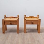 Pair of Detailed Baltic Pine Bedside Tables, Danish 80's gallery detail image