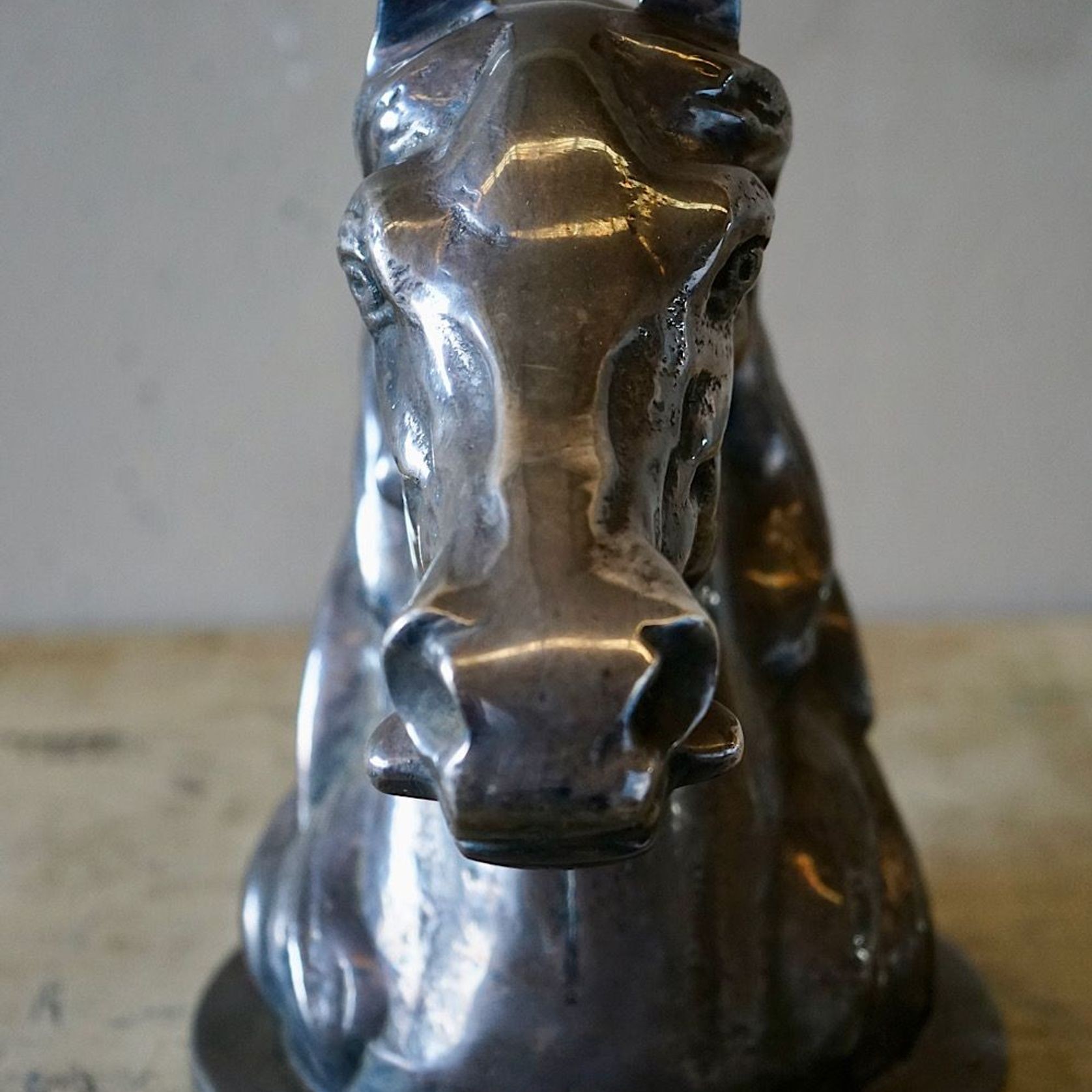 Vintage French Silvered Bronze Horse Head gallery detail image
