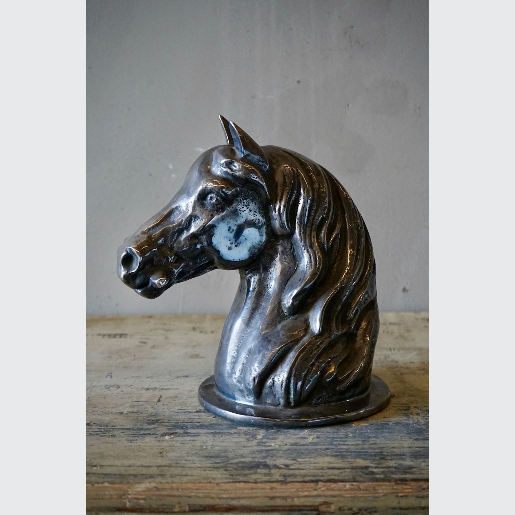 Vintage French Silvered Bronze Horse Head gallery detail image