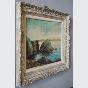 Antique Oil Painting of a French Coastal Scene gallery detail image