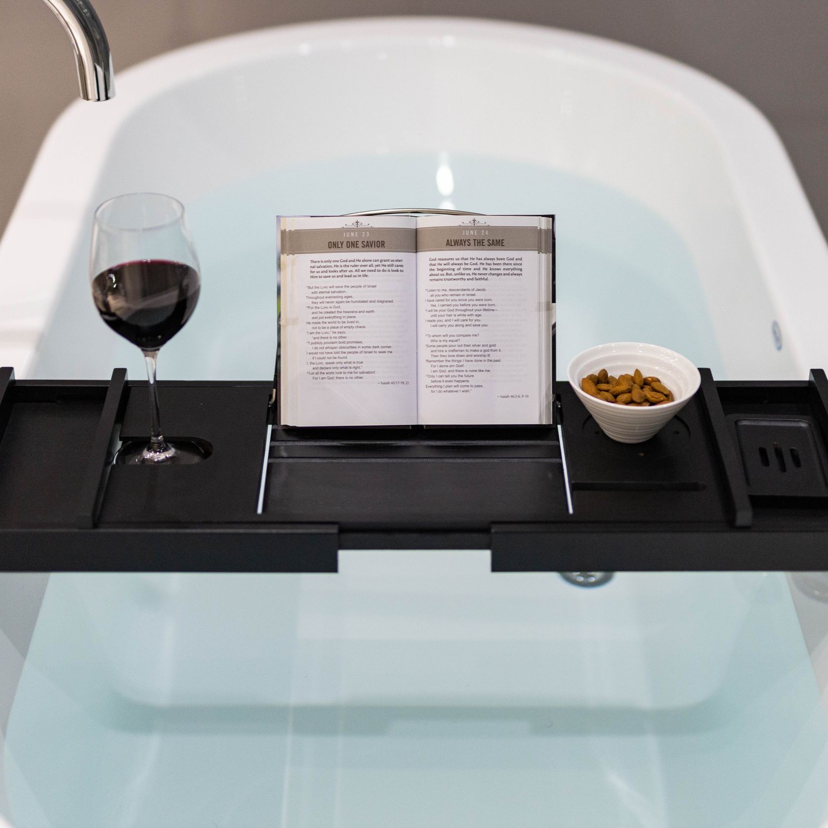 Serenity Bamboo Bath Caddy - Black gallery detail image