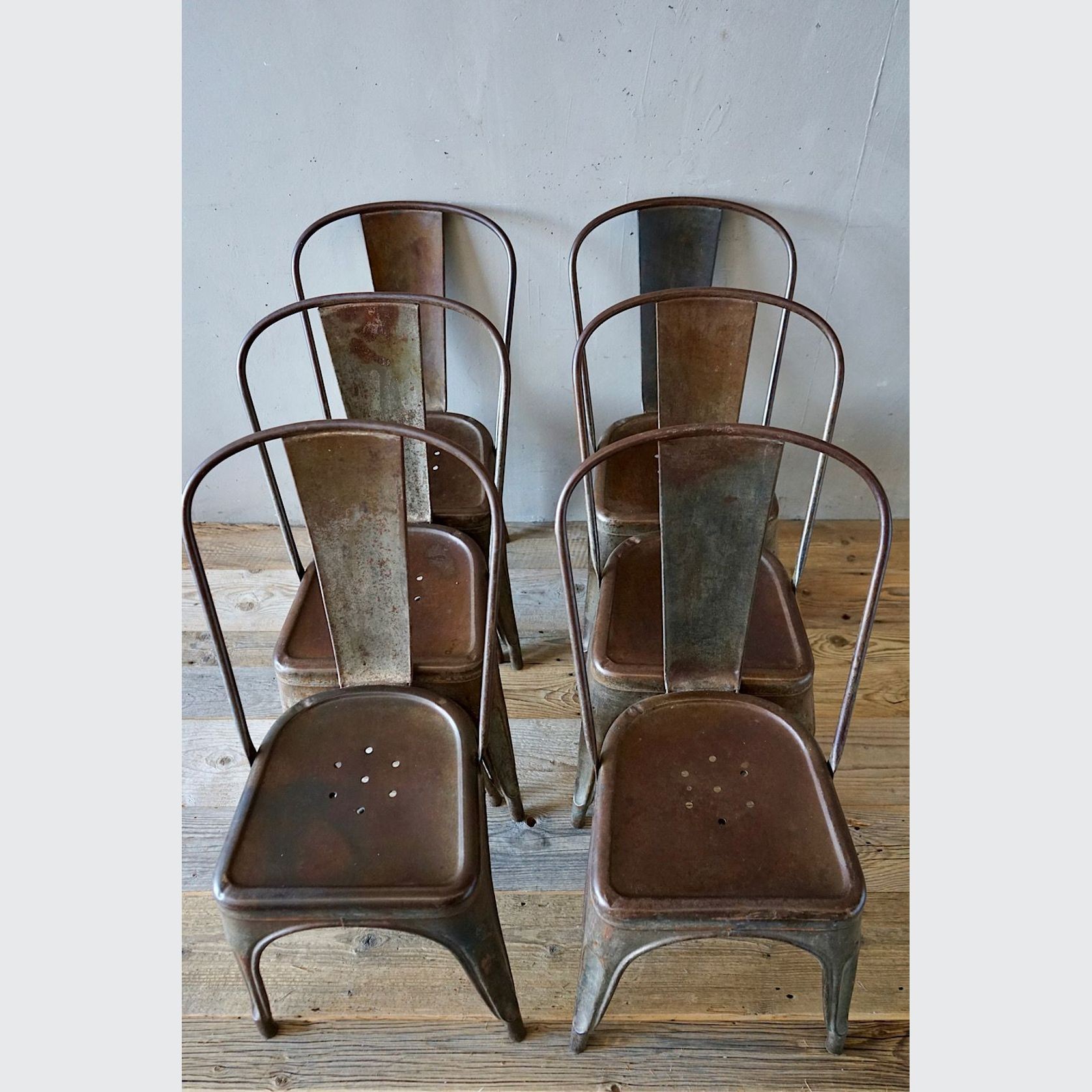 Set of  6 Vintage French Tolix Chairs gallery detail image