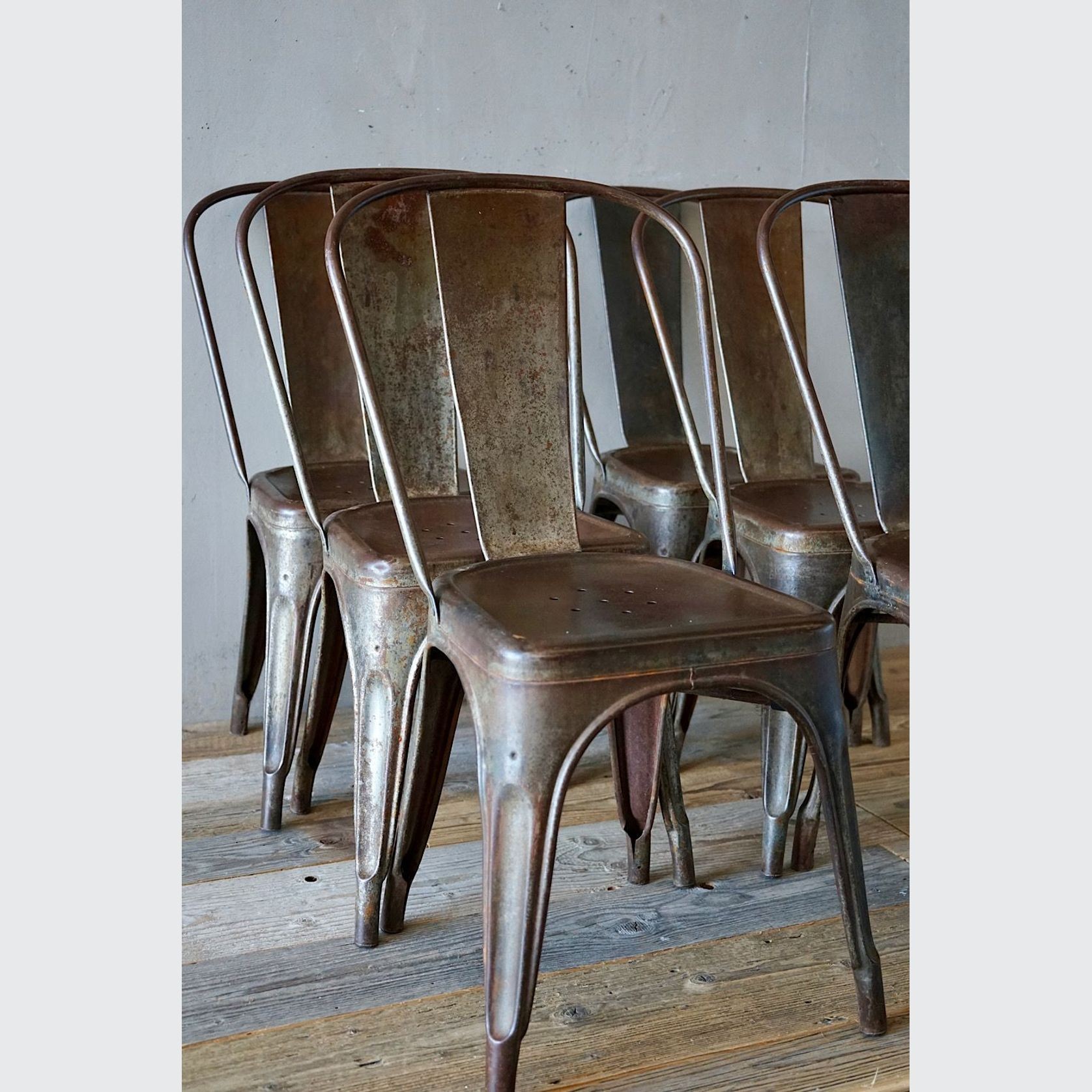 Set of  6 Vintage French Tolix Chairs gallery detail image