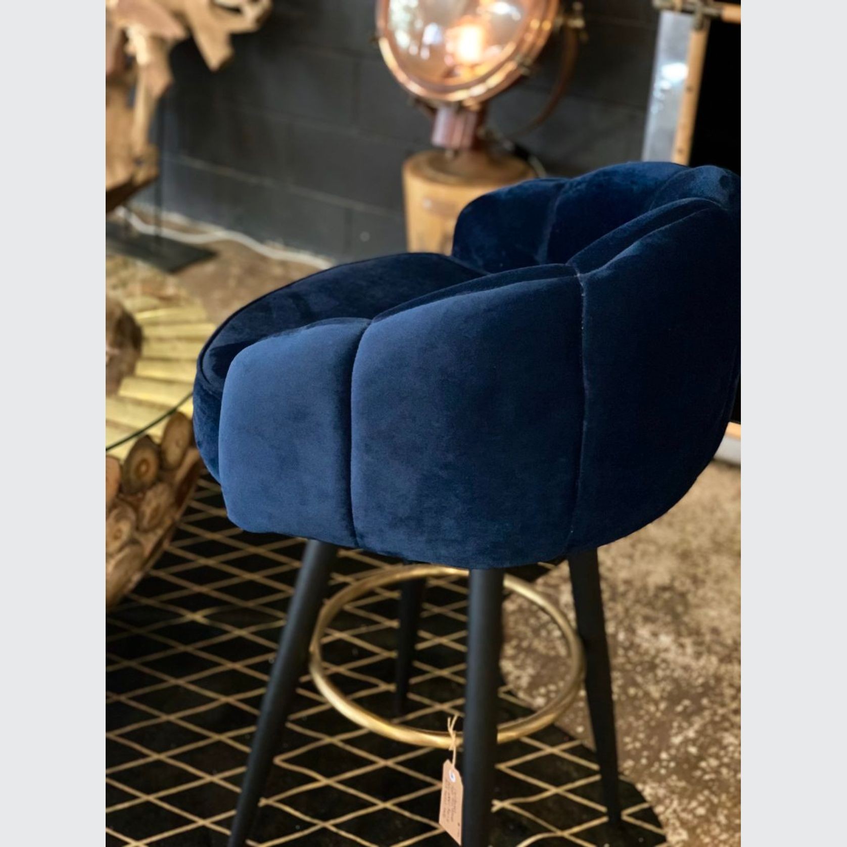 Caldwell High Top Bar Chair in Royal Blue Velvet gallery detail image