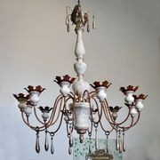 Italian Painted Wood & Iron Chandelier gallery detail image