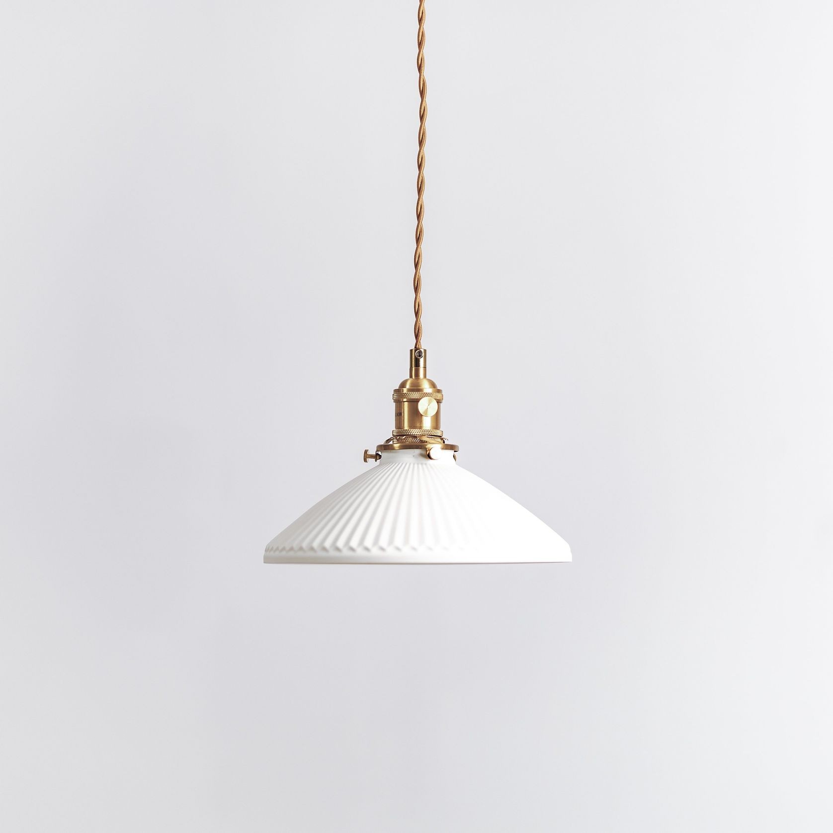 Hollie | Gold Ceramic Pleated Pendant Light gallery detail image