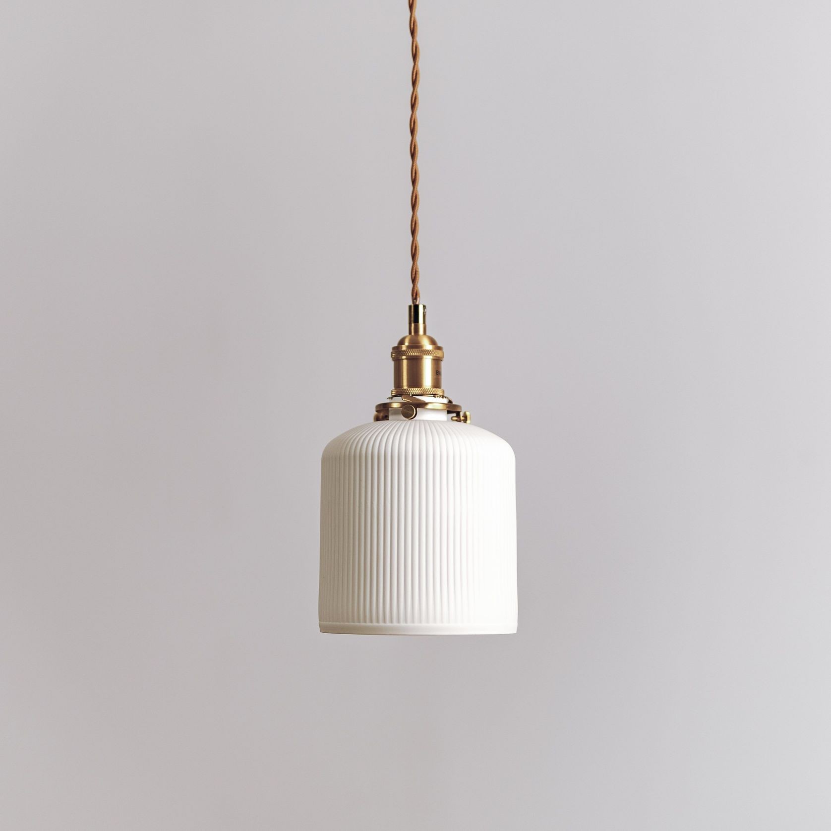 Gloria | Gold Ceramic Pleated Pendant Light gallery detail image