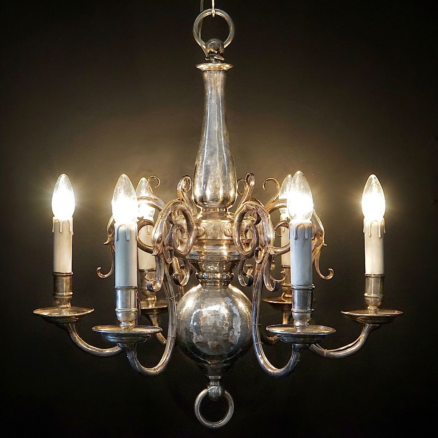 Antique French Silvered Chandelier gallery detail image
