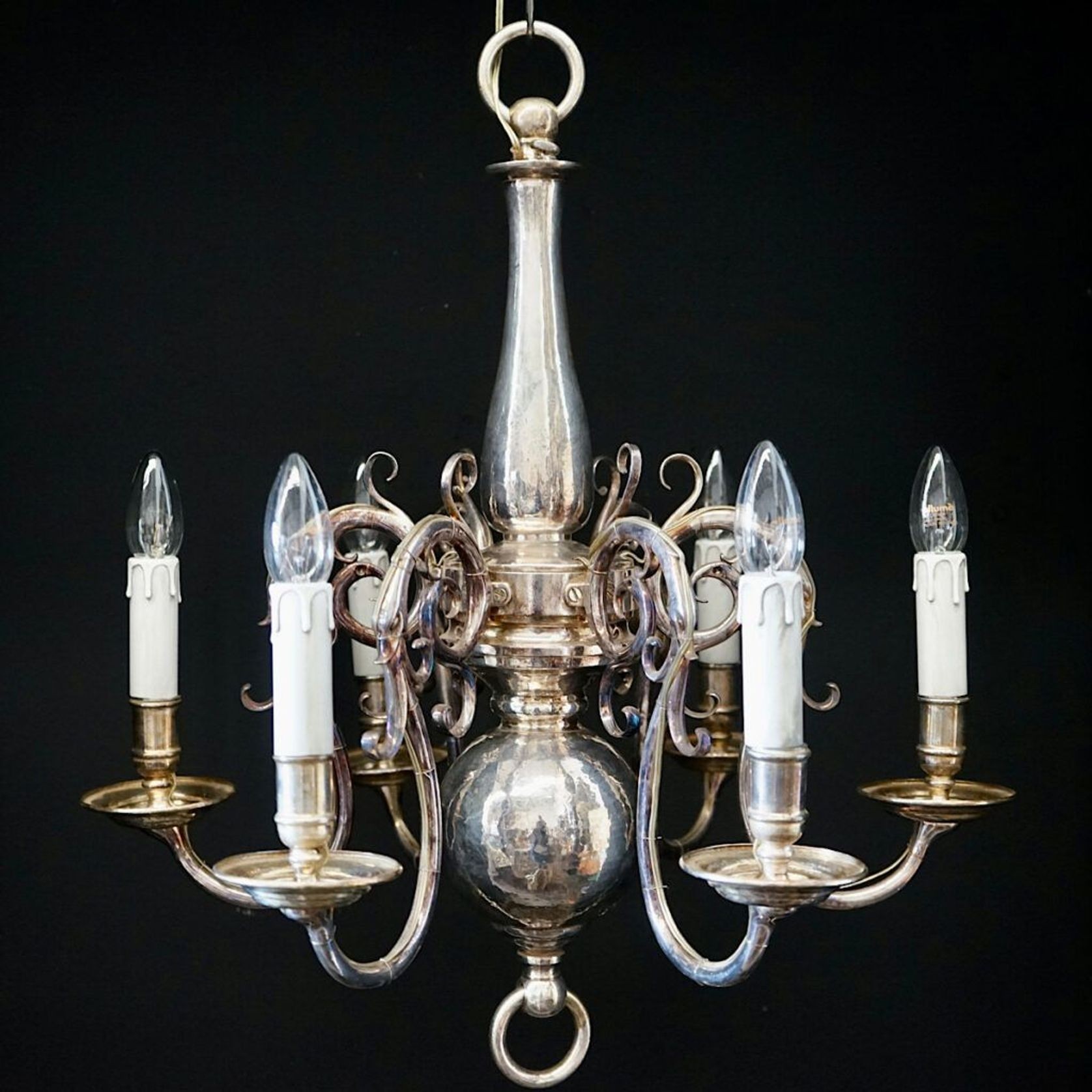 Antique French Silvered Chandelier gallery detail image