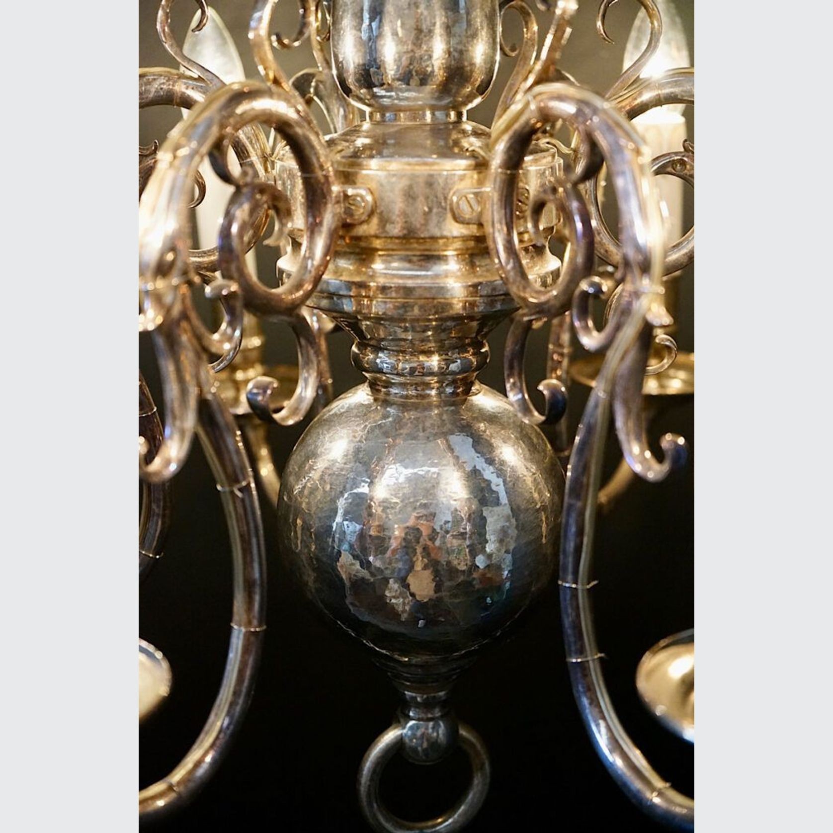 Antique French Silvered Chandelier gallery detail image