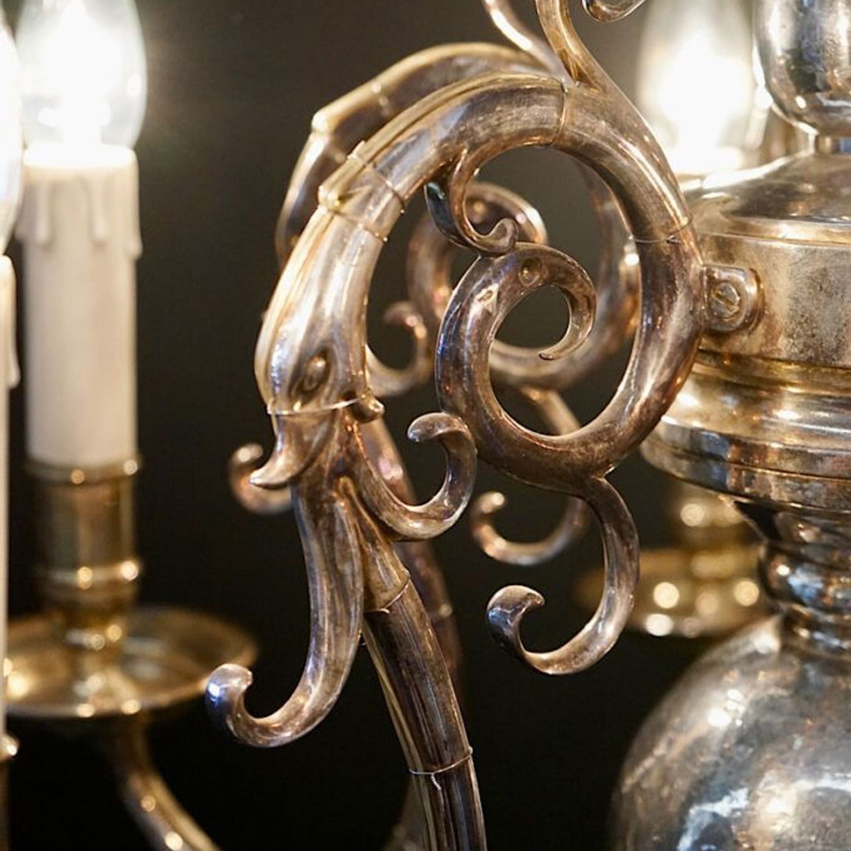 Antique French Silvered Chandelier gallery detail image