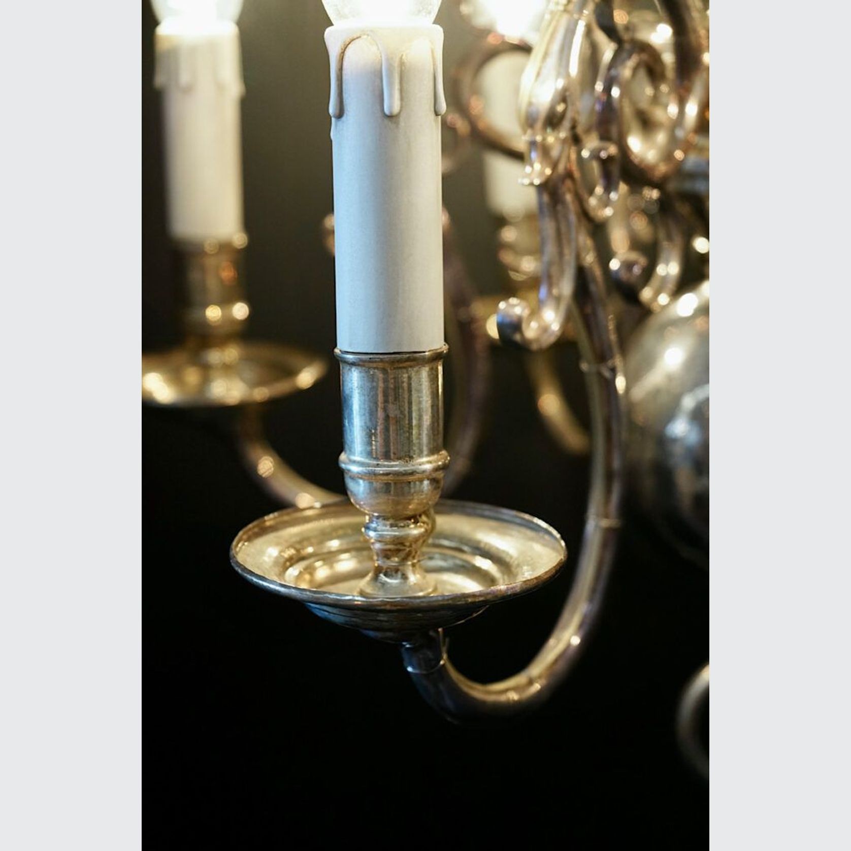 Antique French Silvered Chandelier gallery detail image
