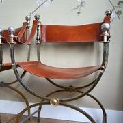 Vintage Iron & Leather Curule Chairs (Pair) gallery detail image