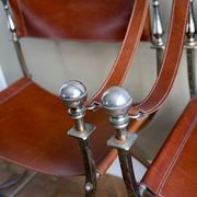 Vintage Iron & Leather Curule Chairs (Pair) gallery detail image