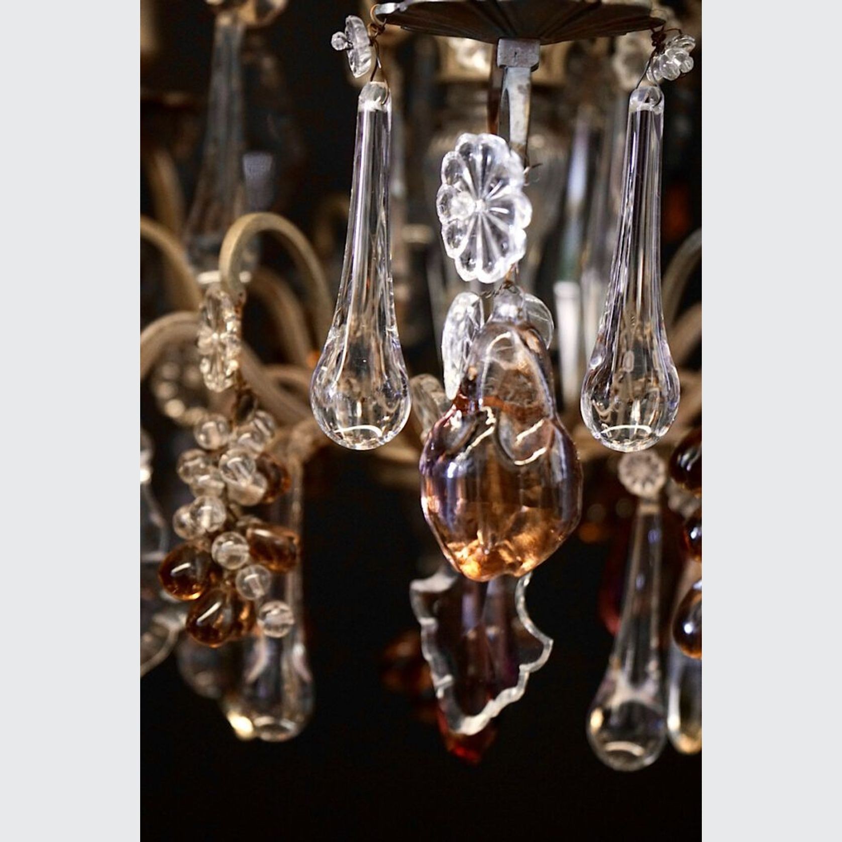 Antique French Chandelier With Glass Fruit gallery detail image