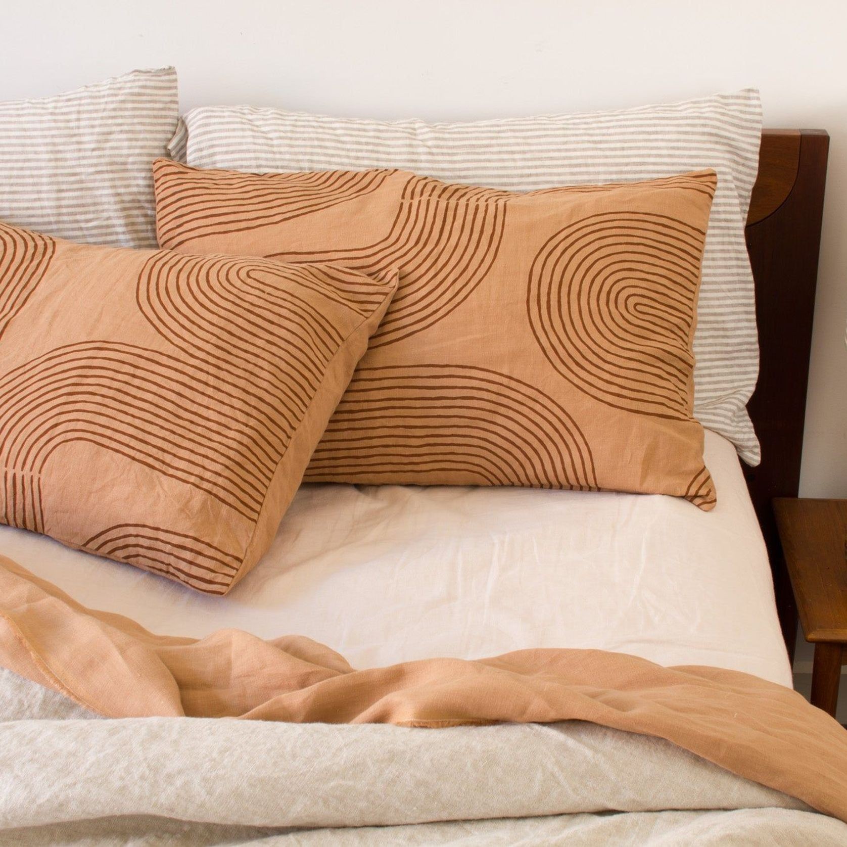 Linen Pillowcase - Riverbend on Terracotta gallery detail image