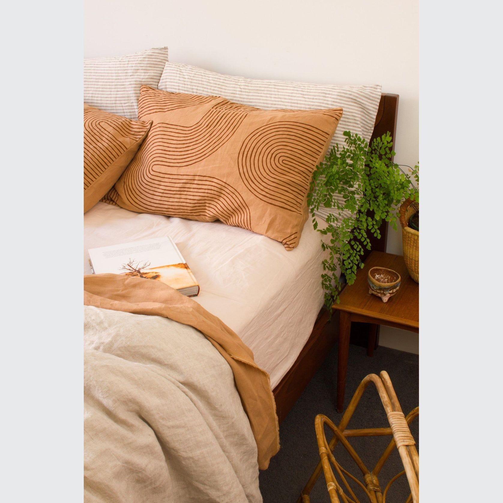 Linen Pillowcase - Riverbend on Terracotta gallery detail image