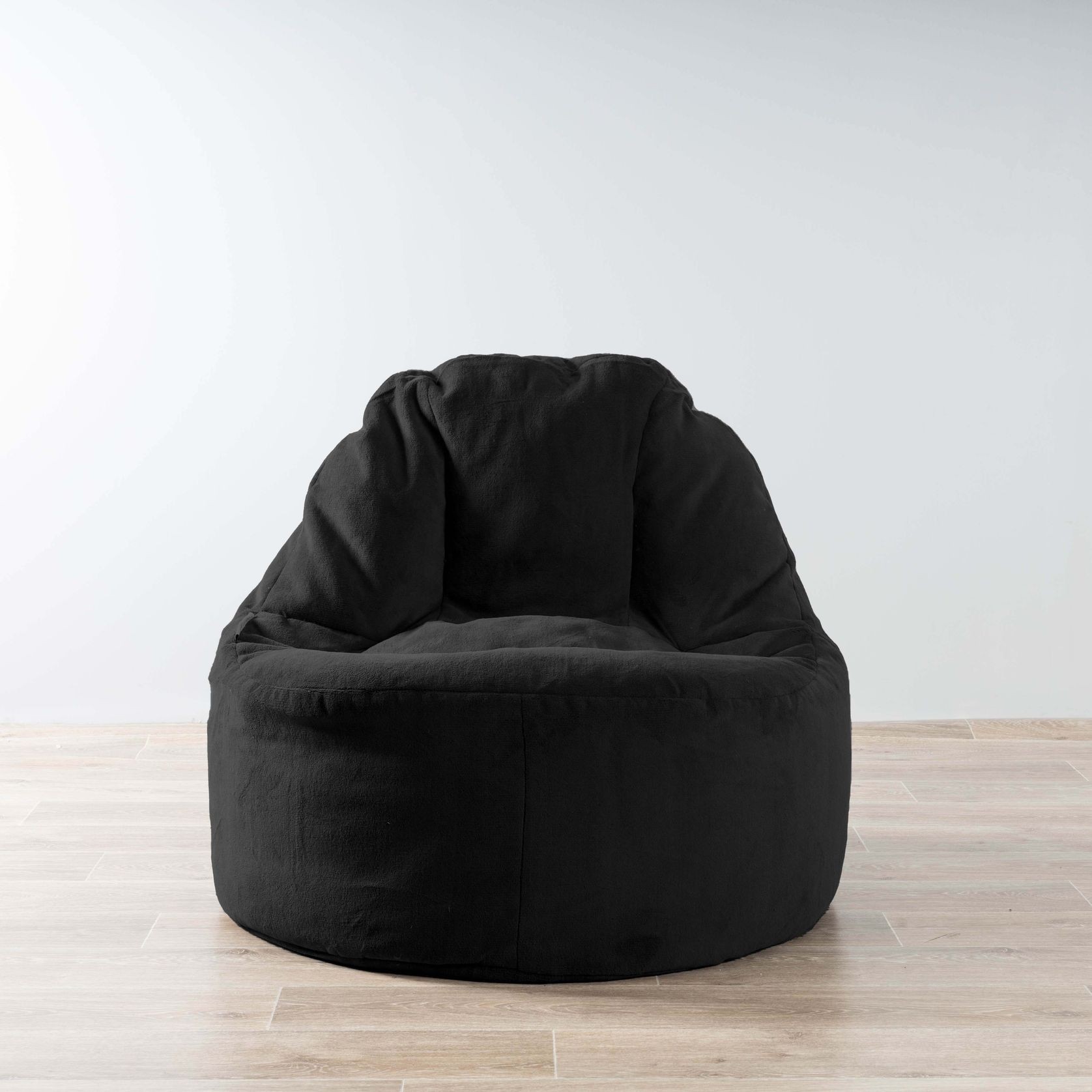 Plush Fur Lounger Bean Bag Chair - Black gallery detail image