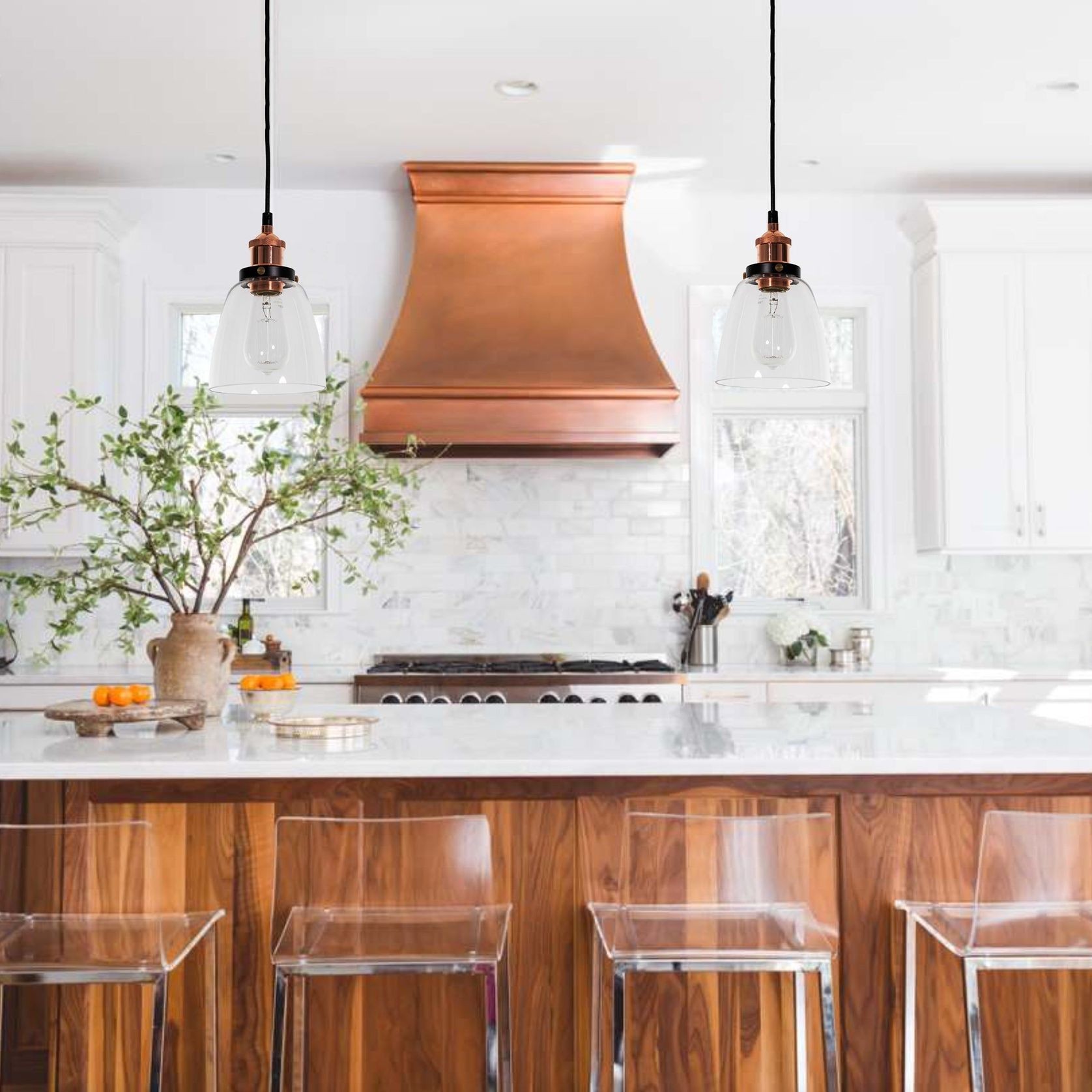 Lucy Glass Pendant Light - Copper gallery detail image