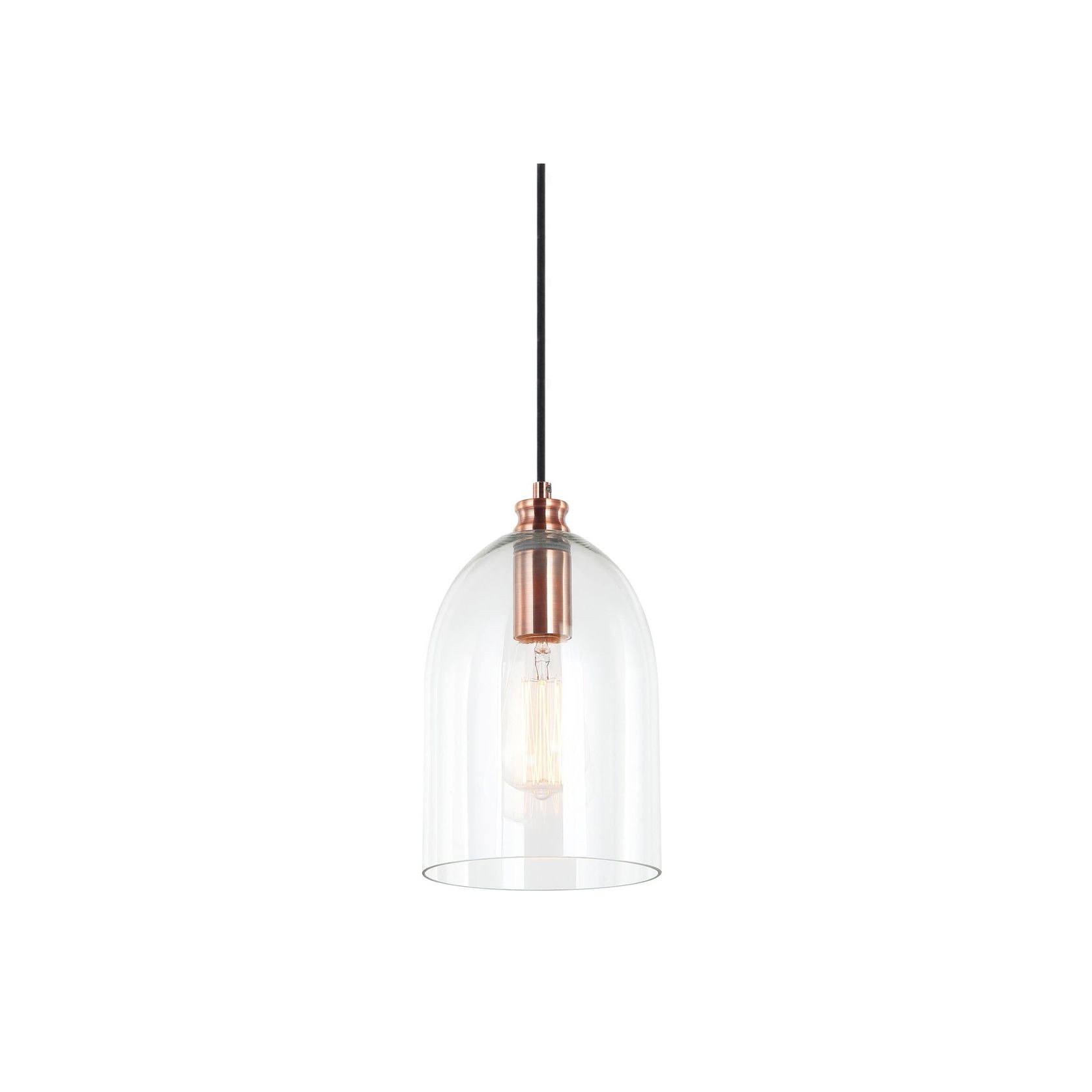 Willow Dome Glass Pendant Light - Copper gallery detail image