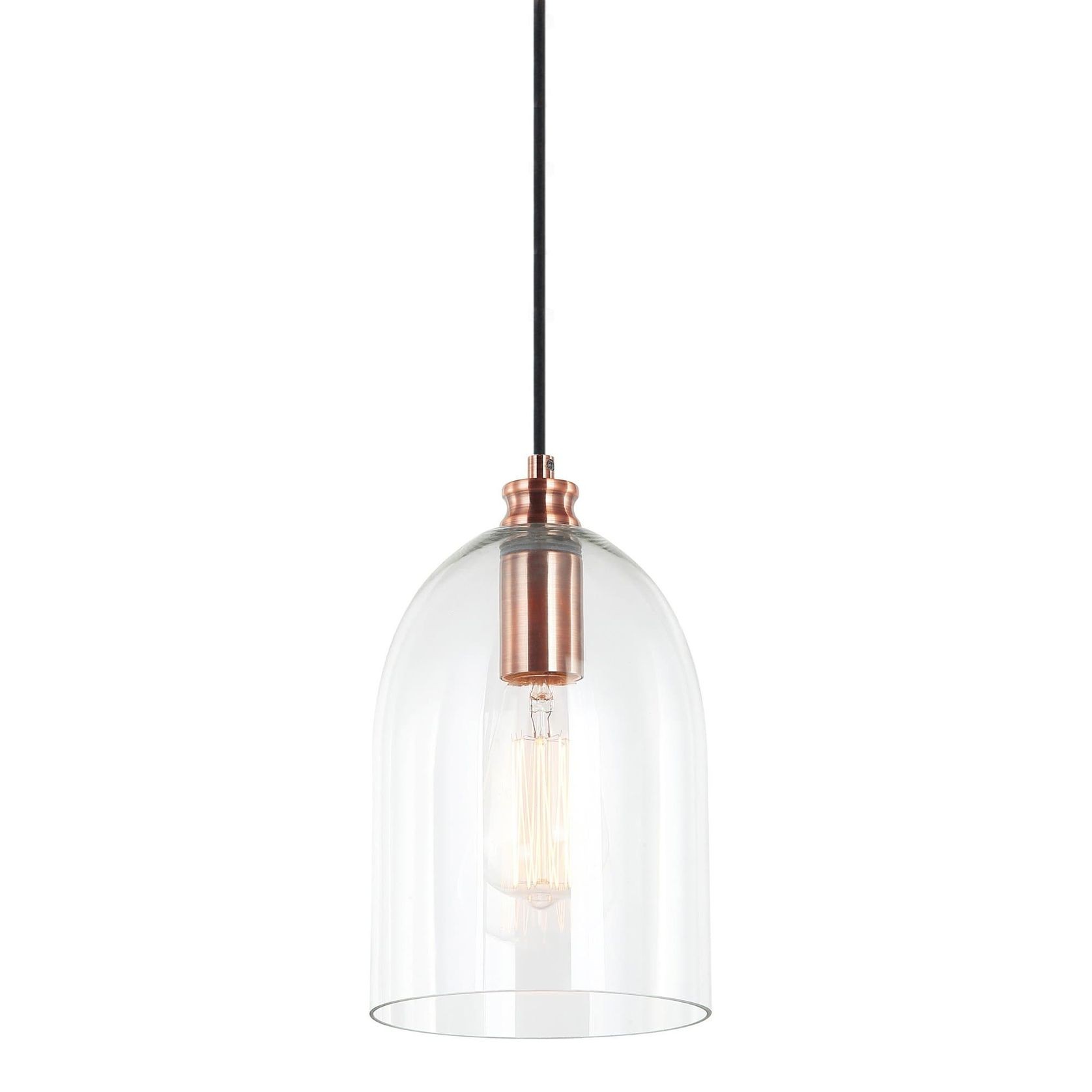 Willow Dome Glass Pendant Light - Copper gallery detail image