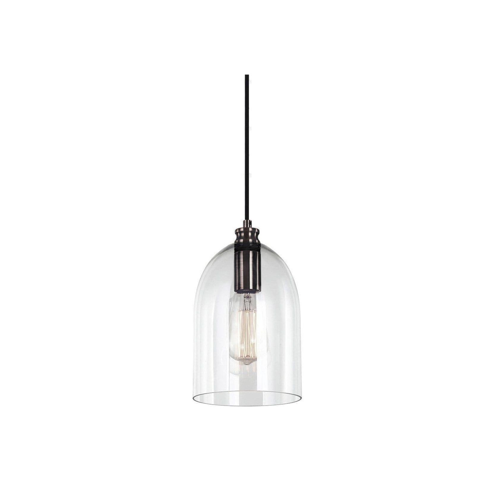 Willow Dome Glass Pendant Light - Pearl Black gallery detail image