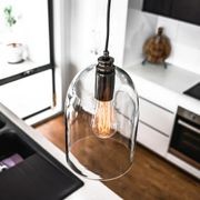 Willow Dome Glass Pendant Light - Pearl Black gallery detail image